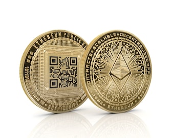 Ethereum (ETH) QR Coin v2 | Custom Laser Engraved Crypto Coin by Cryptochips | Personalized Gift or Collectors Item For Crypto Enthusiasts