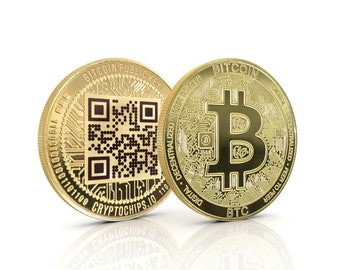 Bitcoin (BTC) QR Münze | Kundenspezifische Lasergravur-Crypto-Münze von Cryptochips | Personalisiertes Geschenk oder Sammlerstück für Krypto-Enthusiasten