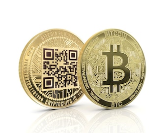 Bitcoin (BTC) QR Münze | Kundenspezifische Lasergravur-Crypto-Münze von Cryptochips | Personalisiertes Geschenk oder Sammlerstück für Krypto-Enthusiasten