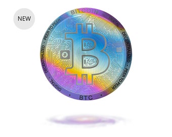 Bitcoin (BTC) Galaxy Coin von Cryptochips | Benutzerdefinierte physische Kryptomünzen, die Sie HODL | Eloxaltechnik und elektrolytische Färbung