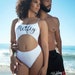 Wifey Hubby, MATCHING SWIMWEAR, HONEYMOON swimsuits for couple, wedding gift 
