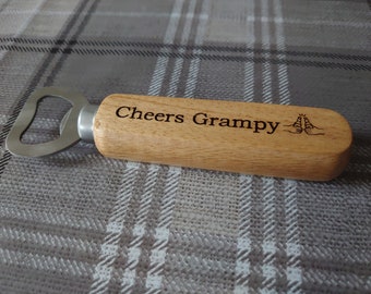 Personalized Wooden Bottle Opener: Grampy's Gift, BBQ Tool