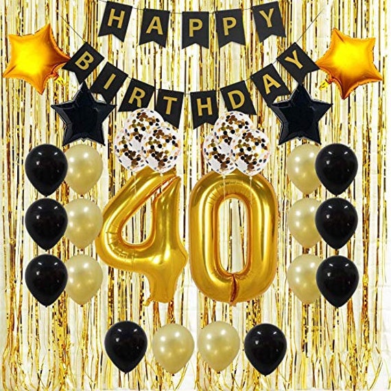 40th Birthday Decorations Gifts For Men Women Gold Foil Etsy