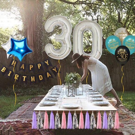 30th Birthday Decorations For Women Her Kit Sliver Party Etsy
