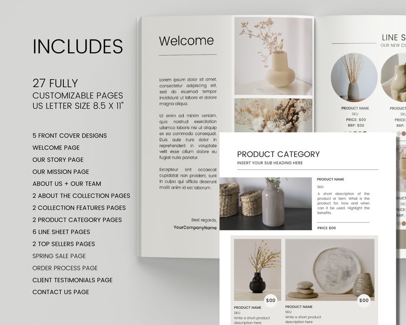 Wholesale Line Sheet Template: Editable Canva Product Catalog (US Letter) image 2