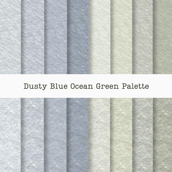 Relief Matte and Shiny Rice Paper, Dusty Blue & Beige Green Seamless Palette, Japanese Washi Embossed Texture, Japandi Fiber Background