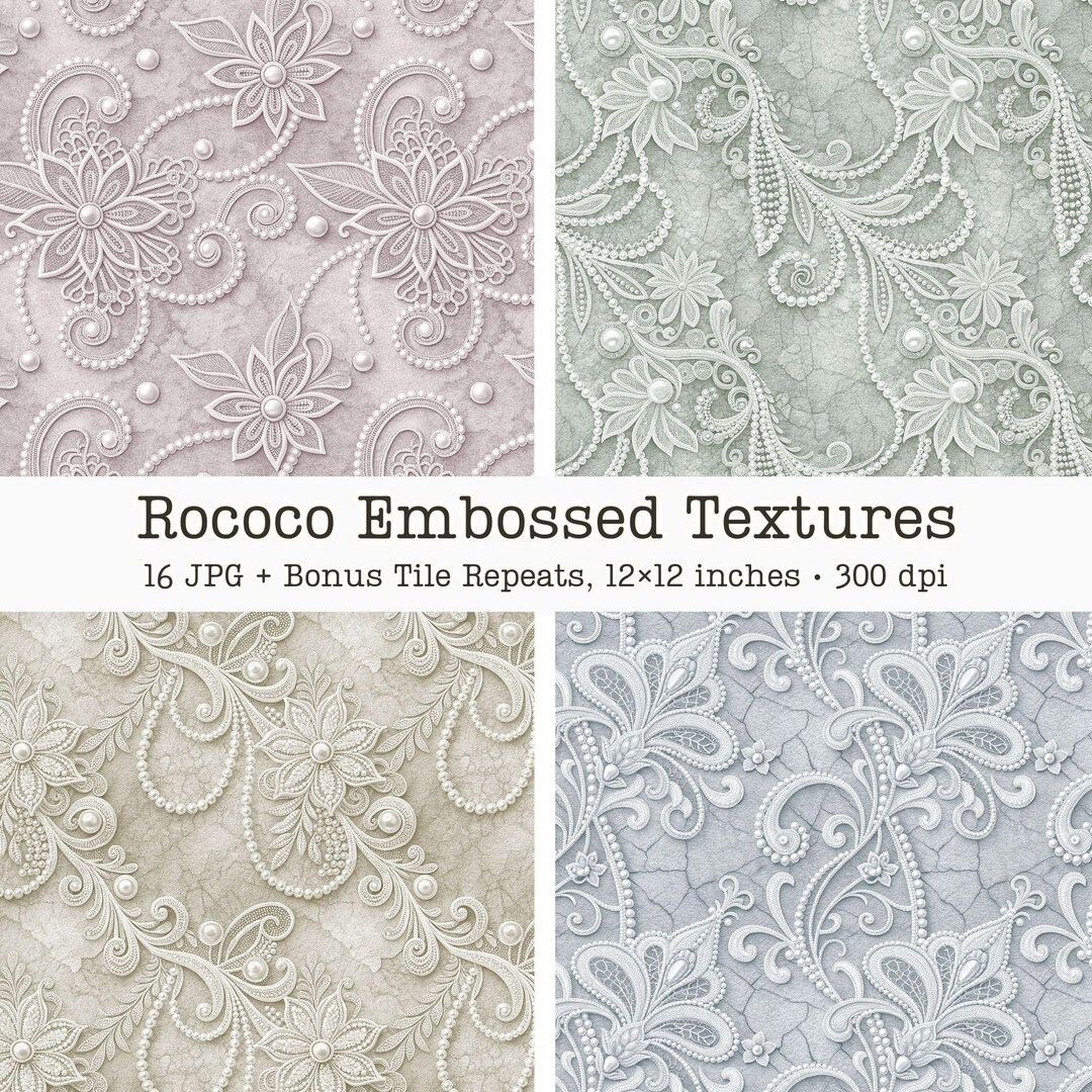 Texture Rococo Seamless Rococo Curls Raised Texture, Vintage Embossed Damask Pattern, Baroque ...