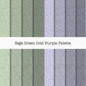 Texturas em relevo em tons de verde sálvia e roxo, papel de arroz japonês fosco, folhas texturizadas contínuas de washi, fundos monocromáticos com repetição de ladrilhos.