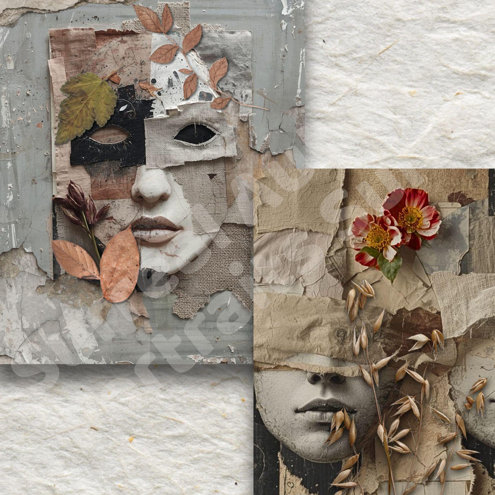 Surreal Face Collage Art, Digital Textures With People, Mixed Media ...