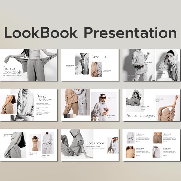 Fashion Lookbook Template CANVA | Marke Präsentationsvorlage | Lookbook Ebook Produktkatalog | Mode Magazin Slide Deck