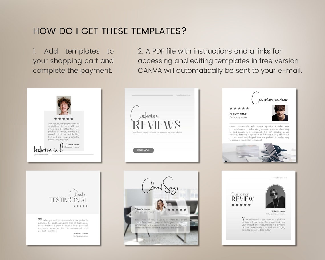 Client Testimonial Canva Template: Instagram Posts & Stories (digital ...