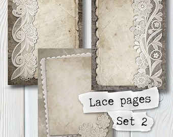 Shabby Chic Lace Digital Paper | Vintage Texture Backgrounds (Set-2)