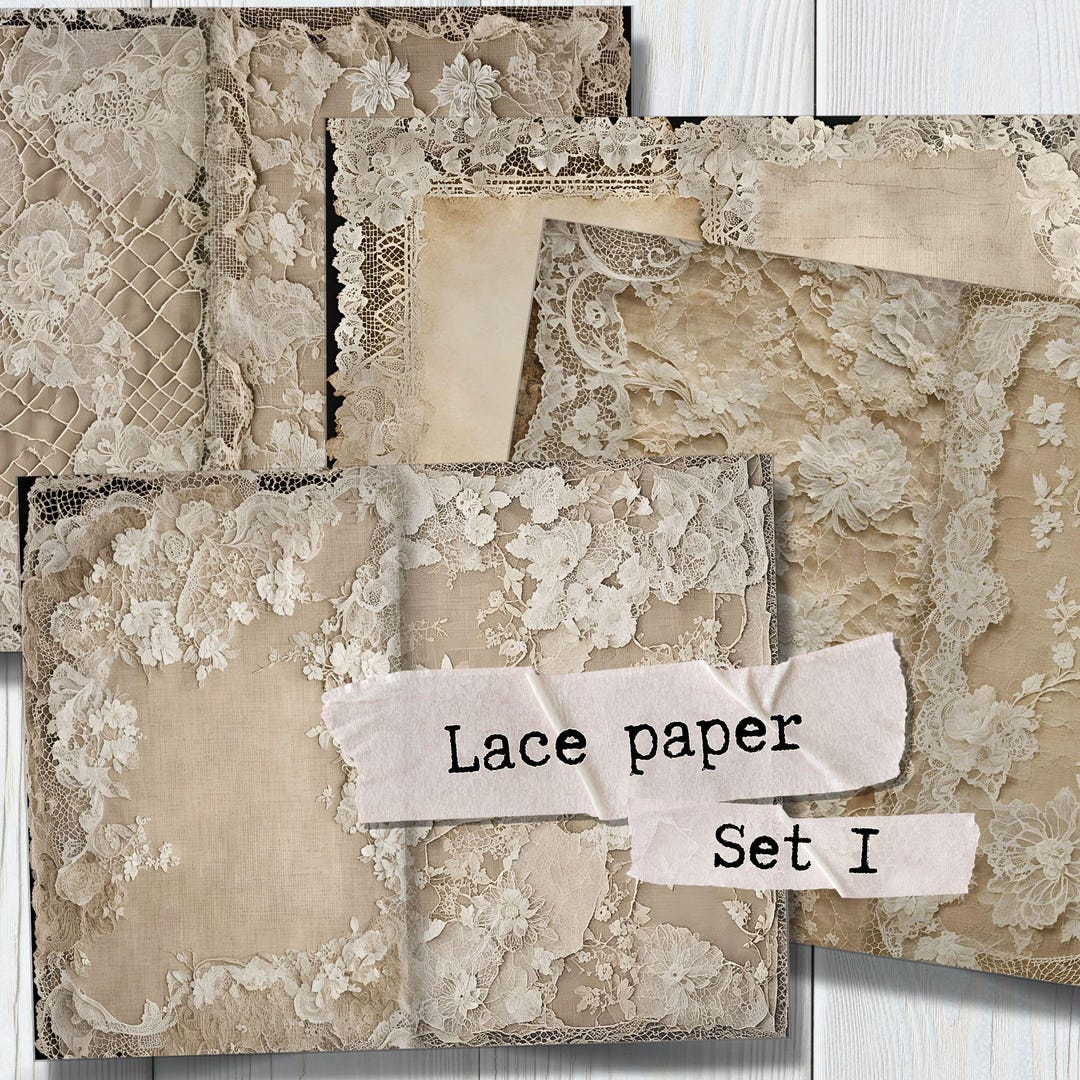 Antique Lace Digital Paper: Shabby Chic Junk Journal (set-1) (printable ...