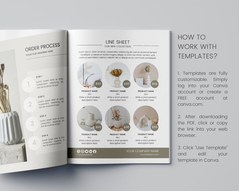 Wholesale Line Sheet Template: Editable Canva Product Catalog (US Letter) image 7