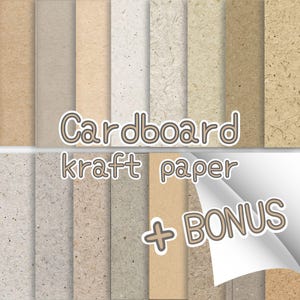 Patrones sin costuras de papel kraft de cartón / Archivos de manualidades digitales / Papeles kraft naturales lisos y en mosaico para imprimir