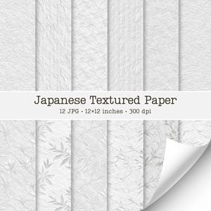 Seamless Washi Rice Papers, Japanese Watercolor Backgrounds, Ivory Mulberry Fiber Textures, Japandy Botanical Patterns, Repeat Floral Files