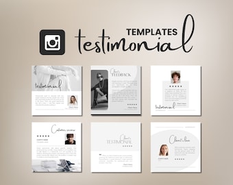 Client testimonial template CANVA | Editable Instagram Posts / Stories for customer review | Template for client feedback