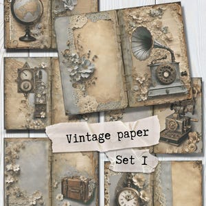 Pagine di diario spazzatura digitale Carta pizzo antico e vintage Ephemera / Vittoriano Doppia pagina stampabile Shabby Chic Scrapbook Set-1