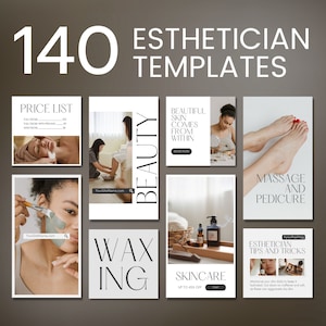 Plantilla de esteticista / Publicaciones e historias de Instagram sobre cuidado de la piel / Plantillas CANVA editables para redes sociales
