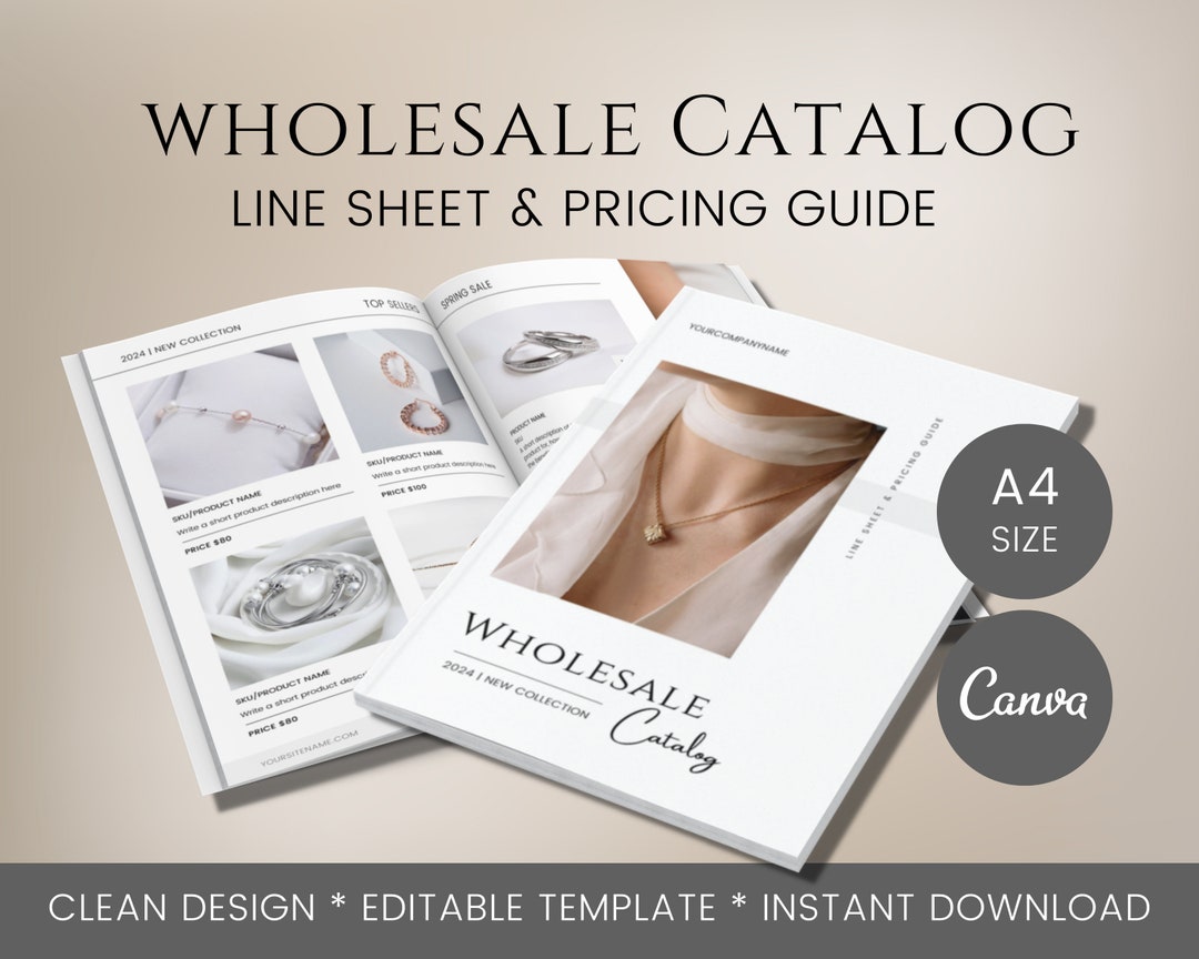 Jewelry Line Sheet Wholesale Product Catalog Template Etsy