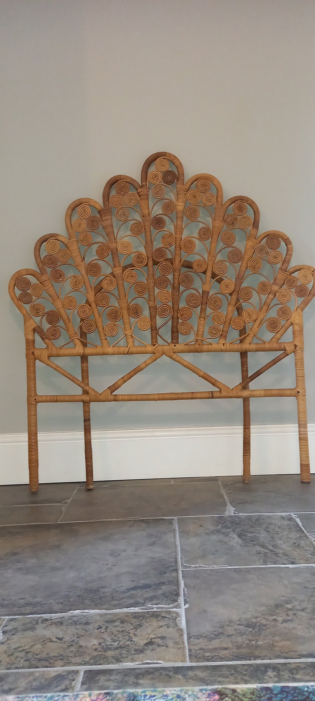 Vintage Rattan Headboard Single Bed. collection Only Etsy UK
