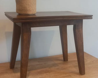 Vintage Oak Side Table - Mid Century - Plant Stand - Side Table - Cottagecore