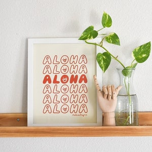 Cartel de arte de Aloha, cartel de arte de bolsa de agradecimiento, cartel de Aloha, impresión de Aloha, impresión de arte de Hawaii, impresión de póster de Hawaii, arte hawaiano imagen 2