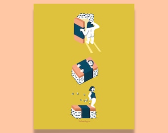 Spam Musubi Art Print, Eat Sleep Surf Poster, Spam Musubi, Hawaii Art, Hawaii Poster, Surf Poster