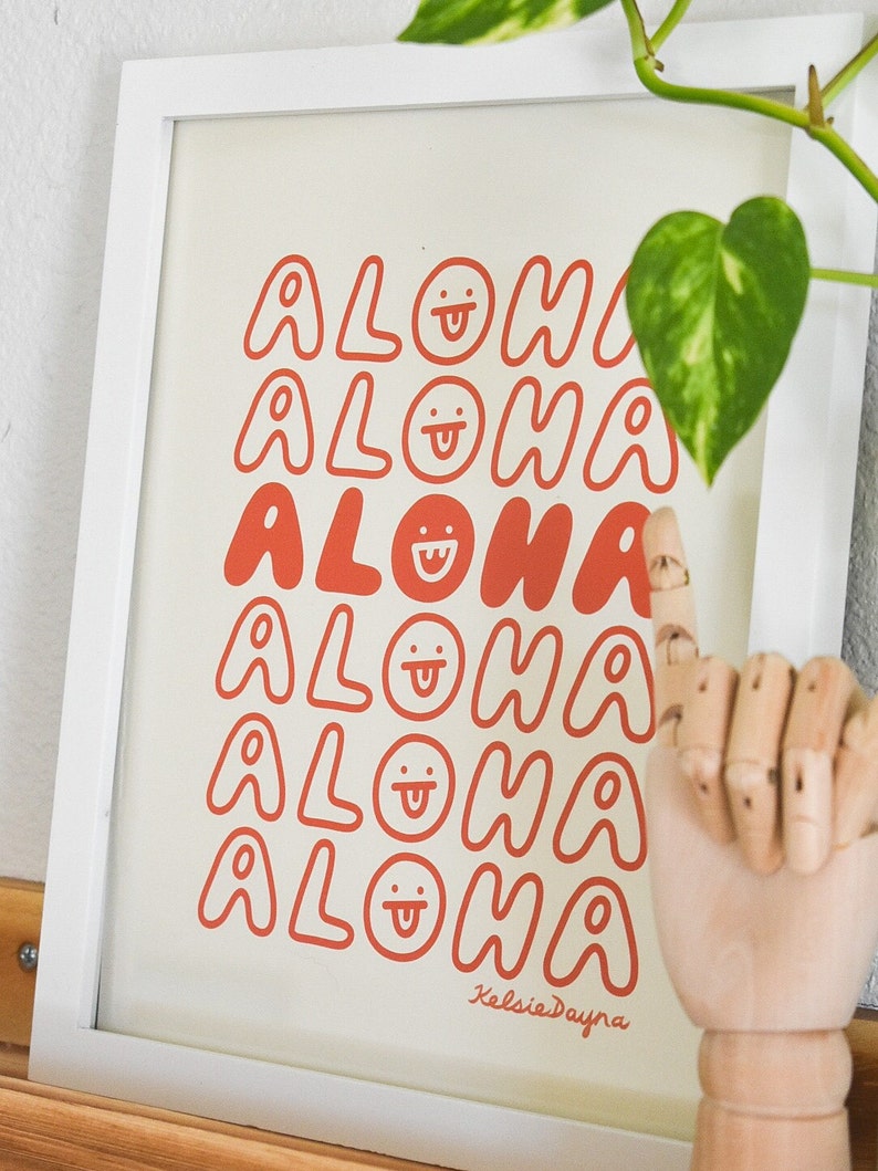 Cartel de arte de Aloha, cartel de arte de bolsa de agradecimiento, cartel de Aloha, impresión de Aloha, impresión de arte de Hawaii, impresión de póster de Hawaii, arte hawaiano imagen 7