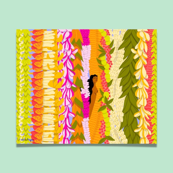 Lei Day Art Print, May Day is Lei Day in Hawaii, Hawaii Art, Hawaiian Art