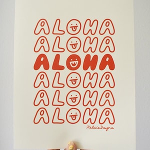 Cartel de arte de Aloha, cartel de arte de bolsa de agradecimiento, cartel de Aloha, impresión de Aloha, impresión de arte de Hawaii, impresión de póster de Hawaii, arte hawaiano imagen 3
