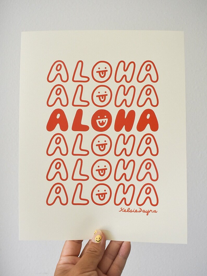 Cartel de arte de Aloha, cartel de arte de bolsa de agradecimiento, cartel de Aloha, impresión de Aloha, impresión de arte de Hawaii, impresión de póster de Hawaii, arte hawaiano imagen 3