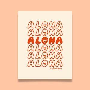Cartel de arte de Aloha, cartel de arte de bolsa de agradecimiento, cartel de Aloha, impresión de Aloha, impresión de arte de Hawaii, impresión de póster de Hawaii, arte hawaiano imagen 1