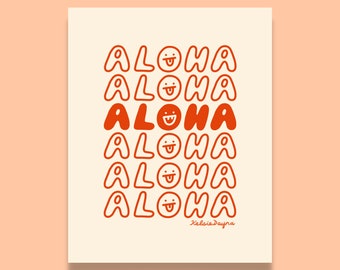 Cartel de arte de Aloha, cartel de arte de bolsa de agradecimiento, cartel de Aloha, impresión de Aloha, impresión de arte de Hawaii, impresión de póster de Hawaii, arte hawaiano