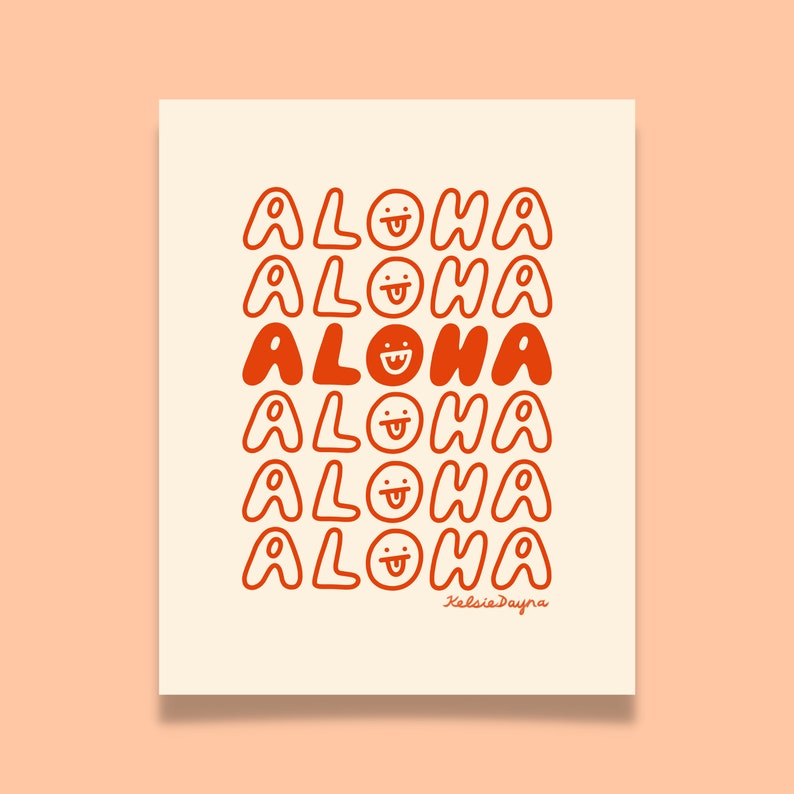 Cartel de arte de Aloha, cartel de arte de bolsa de agradecimiento, cartel de Aloha, impresión de Aloha, impresión de arte de Hawaii, impresión de póster de Hawaii, arte hawaiano imagen 1