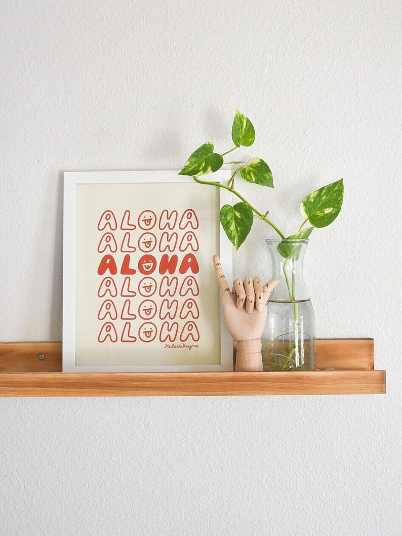 Cartel de arte de Aloha, cartel de arte de bolsa de agradecimiento, cartel de Aloha, impresión de Aloha, impresión de arte de Hawaii, impresión de póster de Hawaii, arte hawaiano imagen 2
