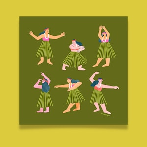 Hula Together Art Print, Hawaii Art, Hawaiian Art, Hula, Hawaii Wall Art