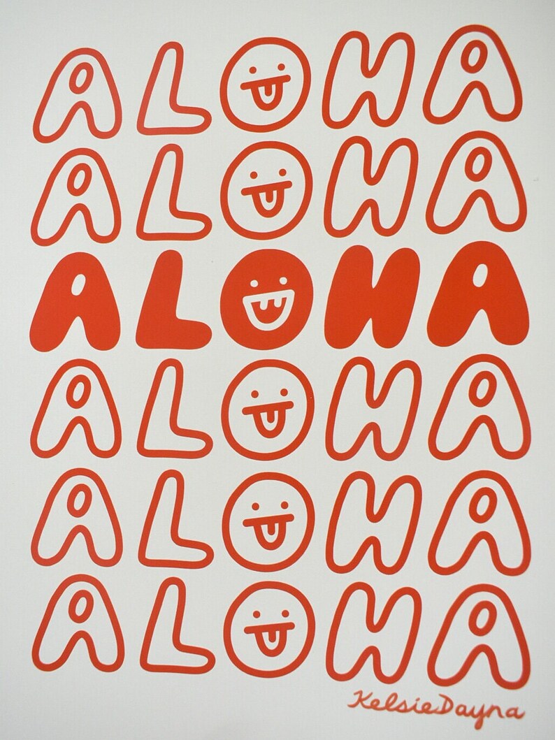 Cartel de arte de Aloha, cartel de arte de bolsa de agradecimiento, cartel de Aloha, impresión de Aloha, impresión de arte de Hawaii, impresión de póster de Hawaii, arte hawaiano imagen 5