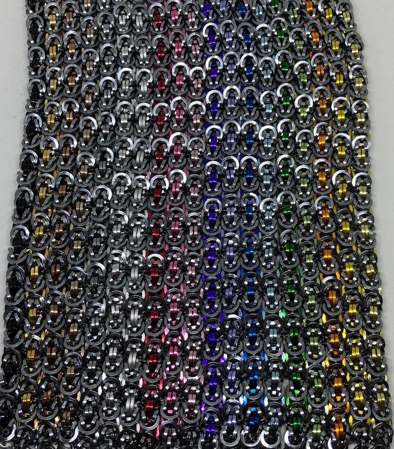 Black IceGreen Byzantine Square Chainmail Bracelet