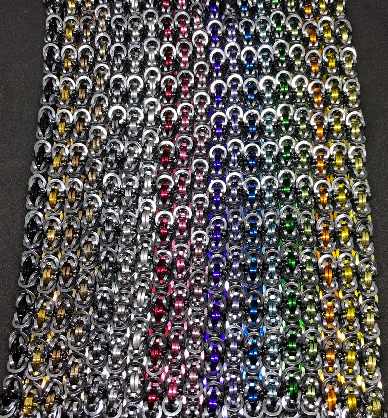 Black IceRed Byzantine Square Chainmail Bracelet