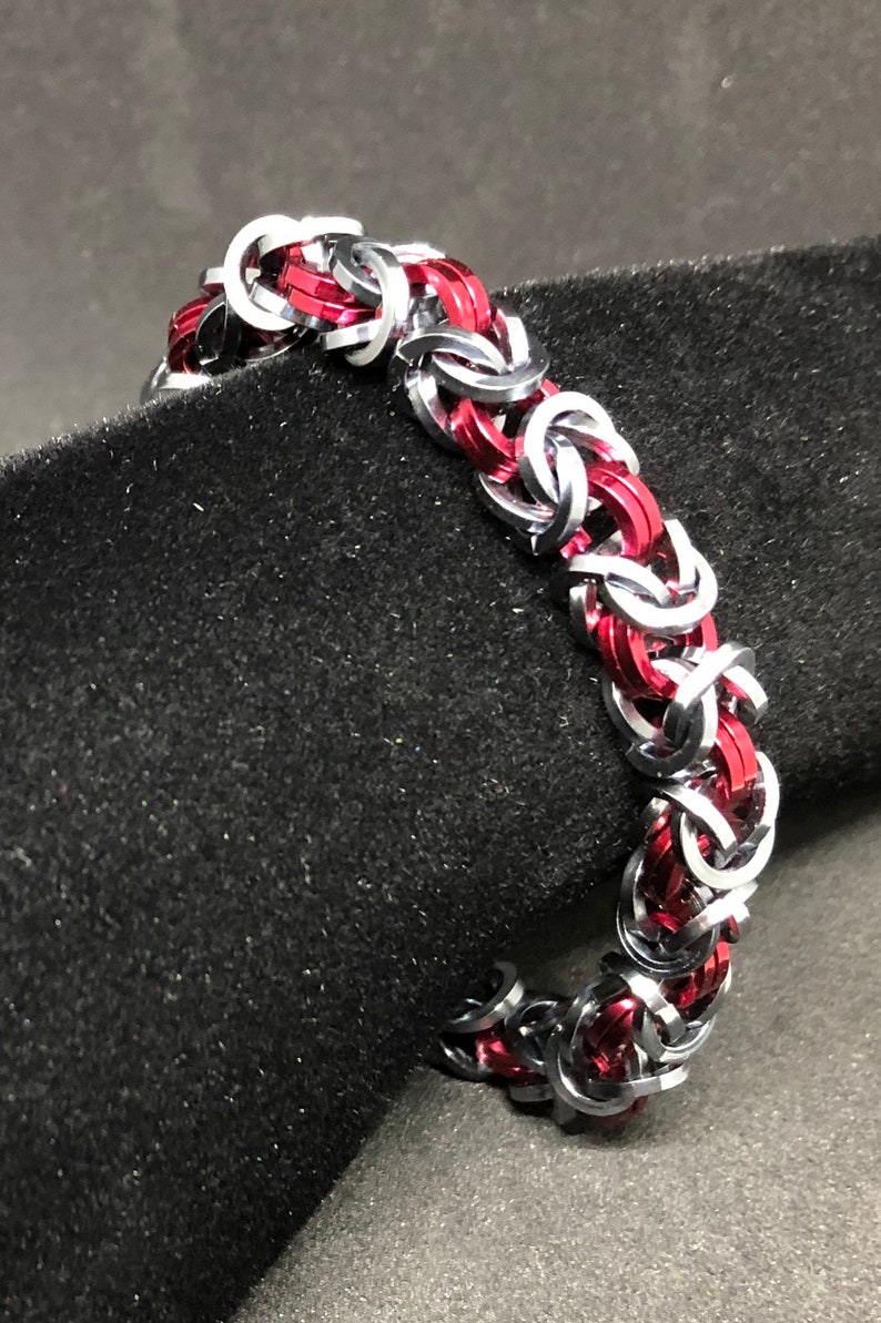 Black IceRed Byzantine Square Chainmail Bracelet