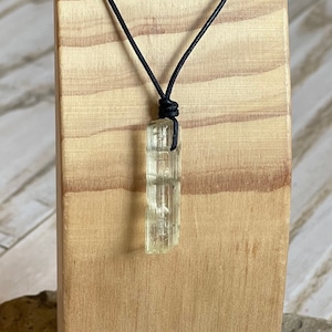 Large Raw Rustic Scapolite Necklace, Leather Cord Necklace, Yellow Gemstone, Minimalist, Inspiration and Motivation, Custom Lengths