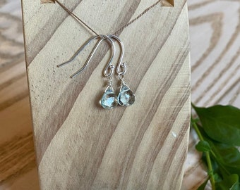 Aquamarine Gemstone Drop Earrings, March Birthstone,