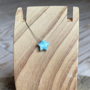 Larimar Star Shaped Pendant, Cord Necklace, Blue Gemstone, Minimalist, Custom Lengths