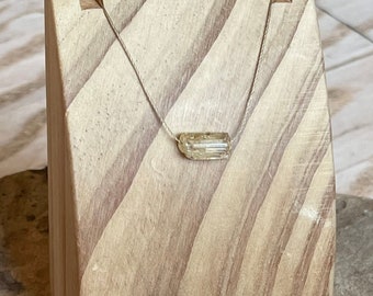 Raw Rustic Scapolite Necklace, Cord Necklace, Yellow Gemstone, Minimalist, Inspiration and Motivation, Custom Lengths