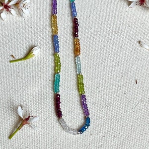 Multi Gemstone Necklace, Apatite, Tanzanite, Garnet, Citrine, Peridot, Amethyst, Kyanite, Mother’s Day Gift, Adjustable