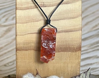 Raw Carnelian Stick Necklace, Orange Gemstone, Stability, Courage, Motivation, Minimalist, Custom Lengths