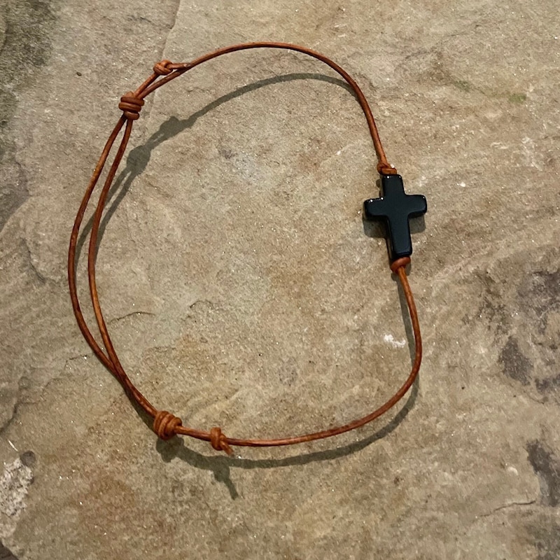 Black Cross Bracelet - Etsy