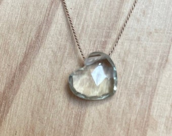 Sparkling Amethyst Faceted Heart Necklace, Cord Necklace, Green Amethyst, Purple Amethyst, February Birthstone, Minimalist, Custom Lengths