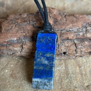 Raw Lapis Lazuli And Leather Necklace, Minimalist, Leather Necklace, Custom Lengths, Blue Gemstone